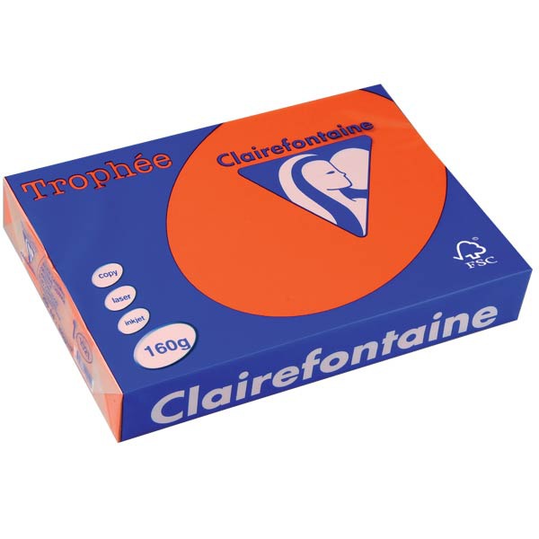 Clairefontaine Trophée 1021 papier couleur A4 160g rouge cardinal-ram.250 flls