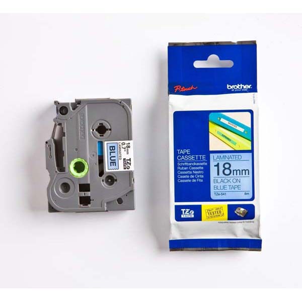 18MM P-TOUCH TAPE BLACK/BLUE TZ541