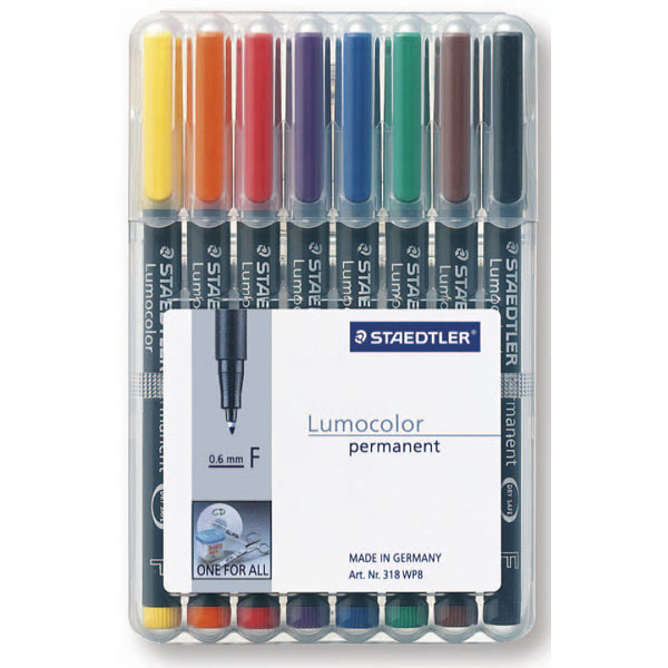 Staedtler 318 OHPen F feutre permanent assorti - étui de 8