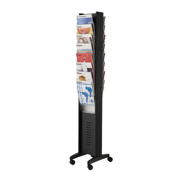 Free standing literature display with 16 compartments