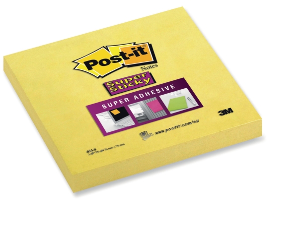 Post-it 654S Super Sticky notes 76x76 yellow