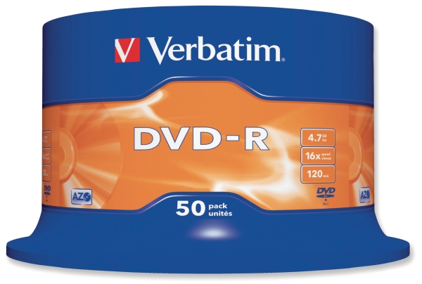 Verbatim DVD-R 4.7GB 1-16x speed spindle - pack of 50