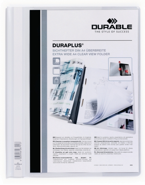 Durable Duraplus 2579 chemise de présentation A4 PVC personnalisable blanche
