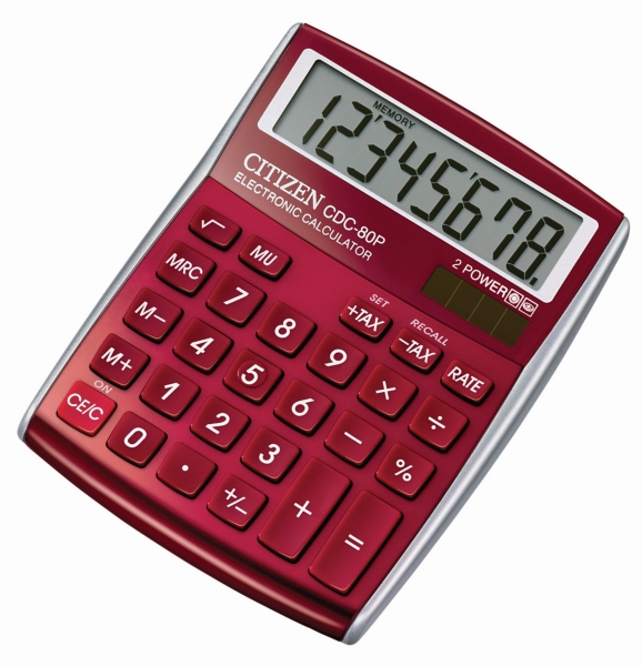 Citizen CDC80 desk calculator compact burgundy - 8 numbers