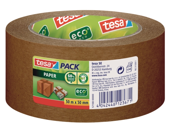 Teasa 4313 ruban d'emballage écologique 50mmx50m kraft