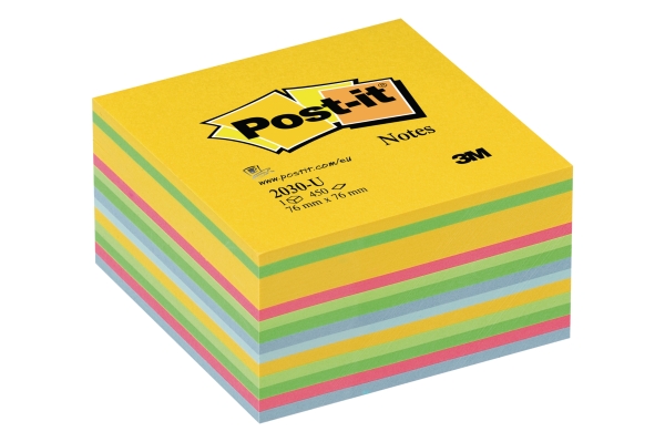 Post-it Notes cube 76x76 mm 450 feuilles couleurs ultra