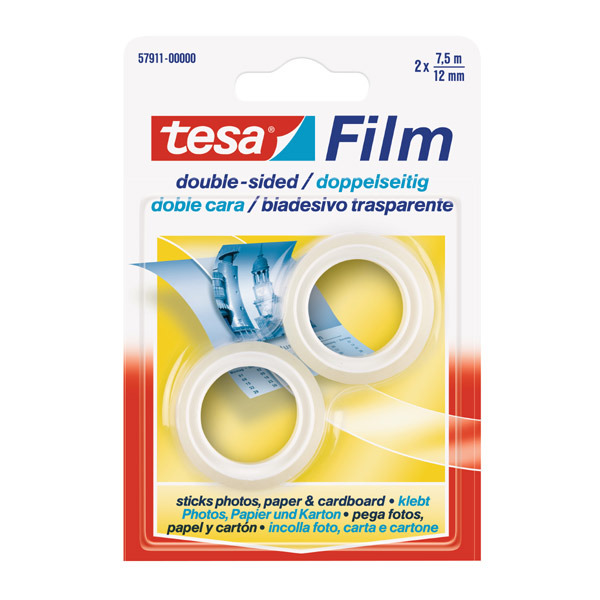 Tesa ruban adhésif double face 12mmx7,5 m - paquet de 2