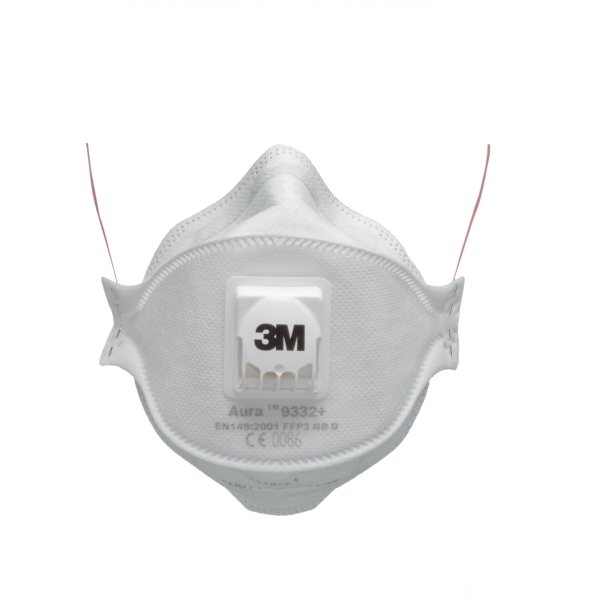 3M Aura 9332+ masque à poussière avec valve FFP 3 - la boîte de 10
