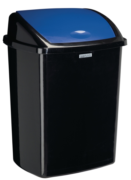 bin black with plastic swing lid 50l blue