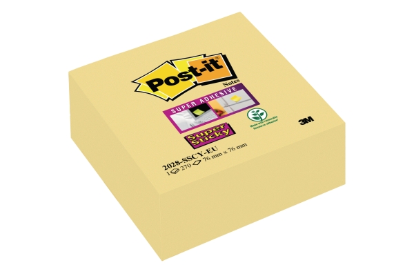 Post-it 2028-SSCY cube notes Super Sticky 76x76 mm 270 feuilles jaune canari