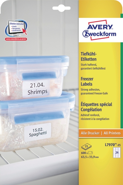 Avery L7971 freezer labels 38,1x21,2mm - box of  1625