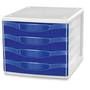 Lyreco module de rangement 4 tiroirs bleu