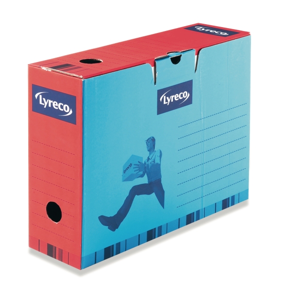 Lyreco archive box 34x26x spine 10cm blue/red