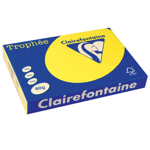 Clairefontaine Trophée 1887 coloured paper A3 80g sunny yellow - pack 500 sheets