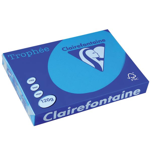 Clairefontaine Trophée 1291 gekleurd papier A4 120g caraibenblauw -pak van 250