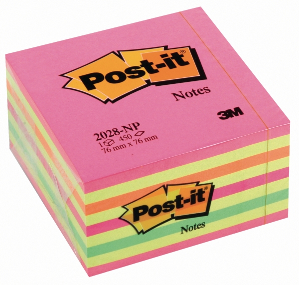 Post-it Notes kubus 76x76mm 450 vellen neon roze