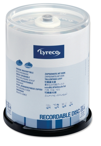 Lyreco CD-R 700MB (80min.) 52x snelheid spindle - pak van 100