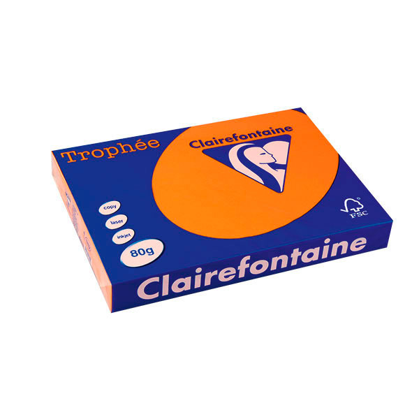 Clairefontaine Trophée 1762 gekleurd papier A3 80g feloranje - pak van 500 vel