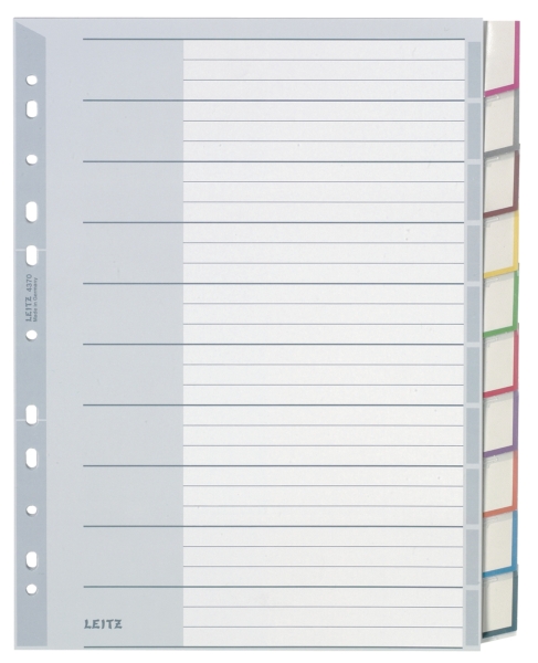 Leitz tabbladen met invoegbare etiketten 10 tabs PVC 11-gaats