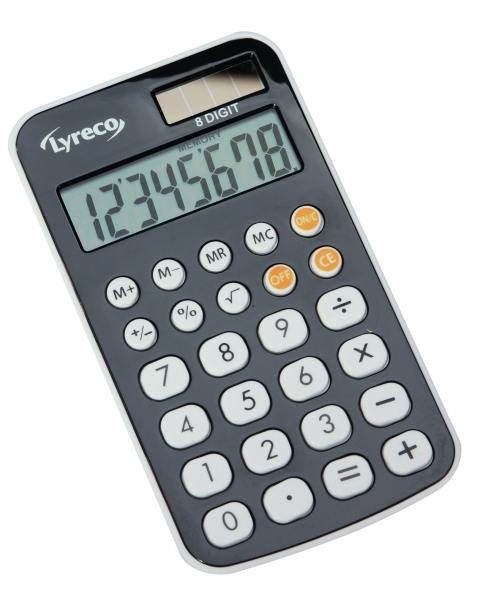 Lyreco Wallet pocket calculator with cover gray- 8 numbers