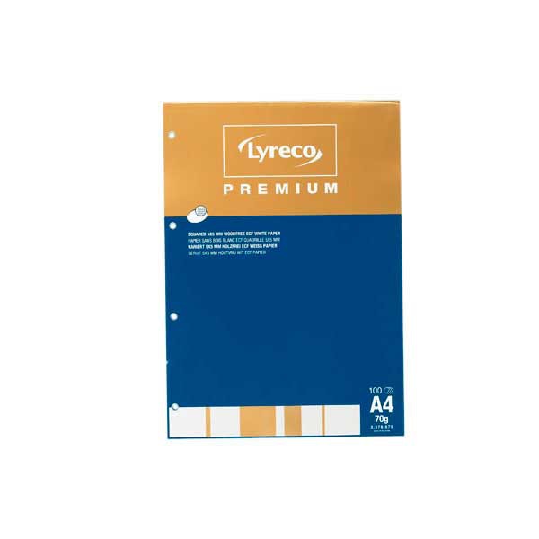 Lyreco Premium schrijfblok A4 geruit 4x8mm bovenaan gelijmd 100 vellen