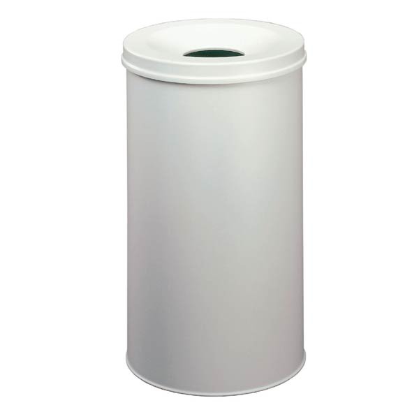 Durable waste bin metal with extinguisher 50 litres light grey