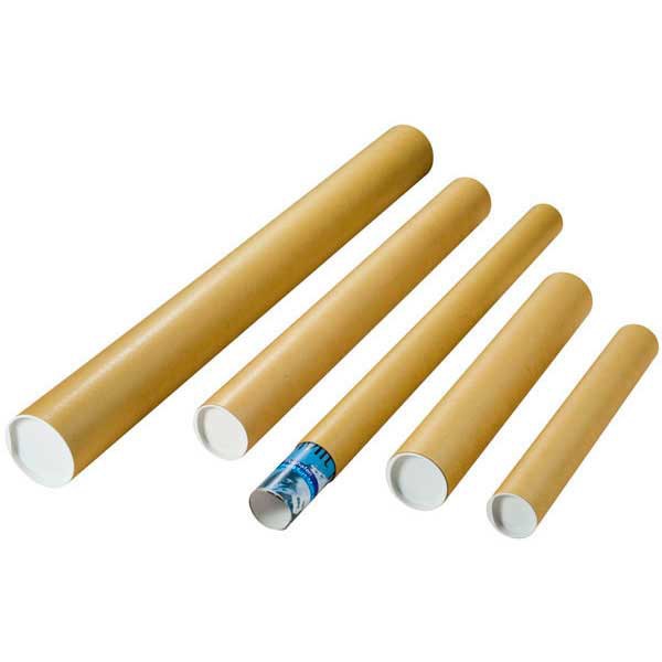 Shipment cardboard tube with 2 caps 115 x 8 cm brown