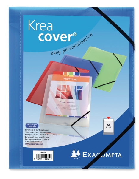 Kreacover 55182E personalised presentation folder A4 PP blue transparent