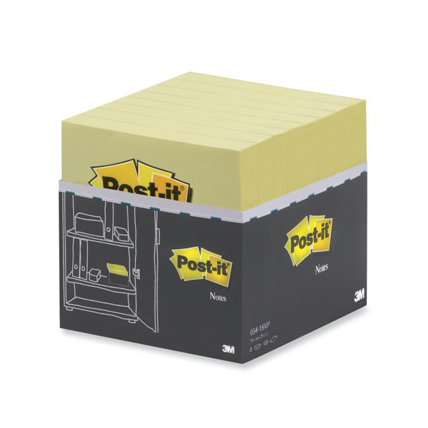 POST-IT NOTES CABINET PACK CANARY YELLOW 100 SHEETS 76 X 76MM - PACK OF 16 PADS