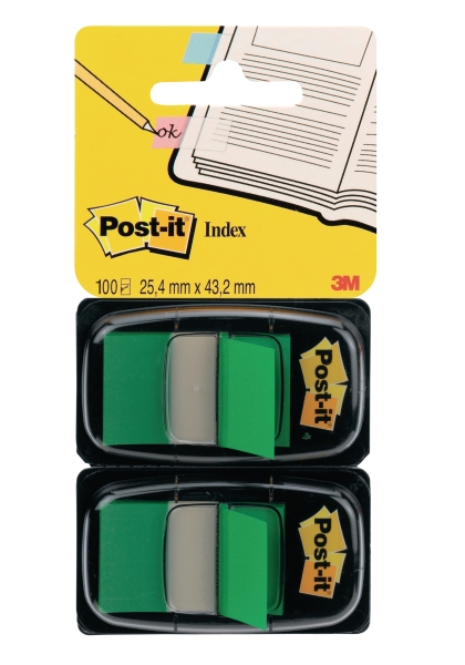 Post-it index 25x44 mm green - pack of 2