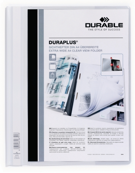 Durable Duraplus 2579 snelhechtmap A4 PVC personaliseerbaar wit