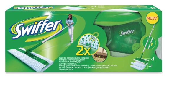 Swiffer floor cleaner starterkit, including 1 foot and 2 cloths