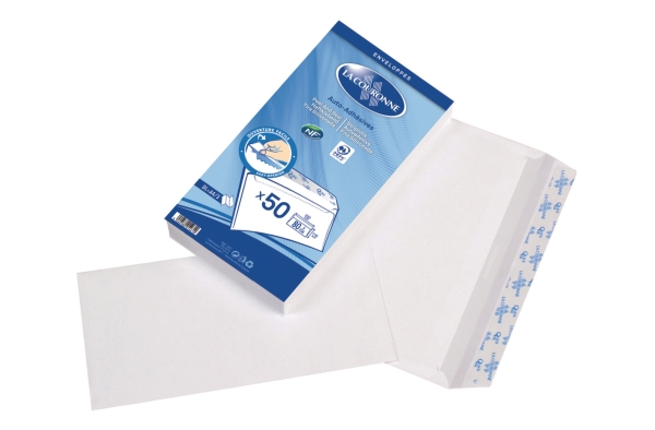 La Couronne bags peel and seal DL 110 x 220 90g white - pack of 50