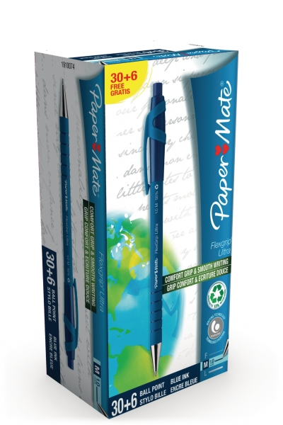 Paper Mate Flexgrip Ultra retractable ballpoint pen value pack 30+6 blue