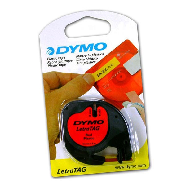 Dymo Letratag 91203 labelling tape plastic 12mm black/red