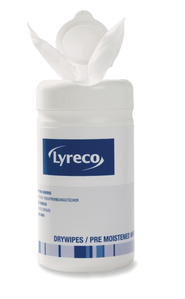 Lyreco wet/dry multi-purpose wipes for screens and peripherals - pack of 2x50