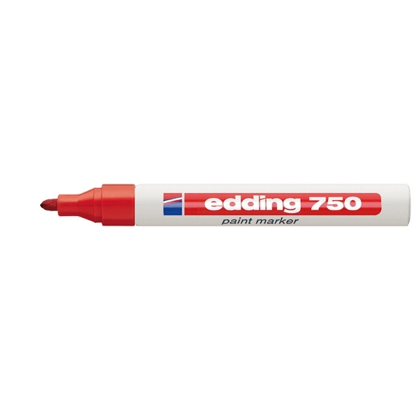 Edding 750 Red Bullet Tip Paint Marker - Box of 10