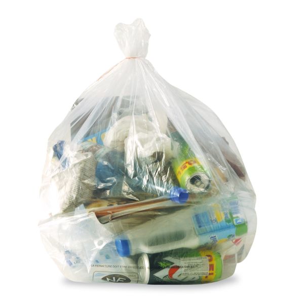Sac poubelle avec soufflets transp - 110 L - 70x110 cm - 32µ - 250 sacs