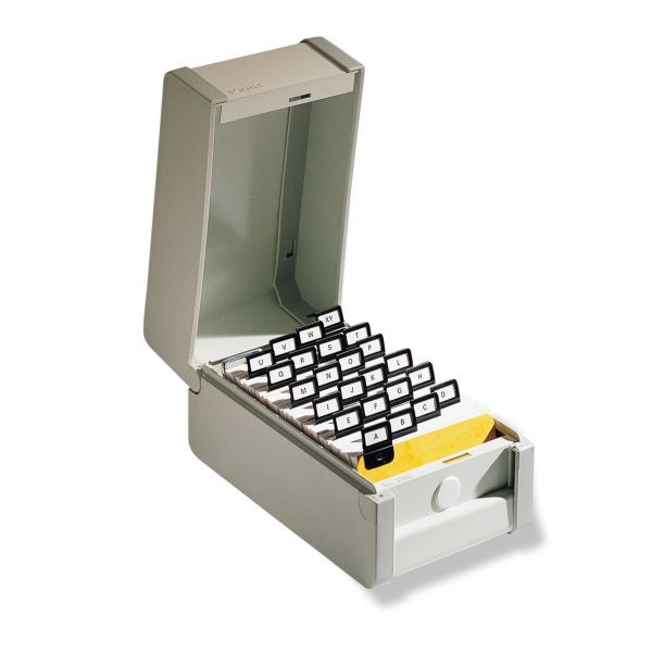 Boîte Rexel pour fiches 10,5 x 14,8 cm - grise