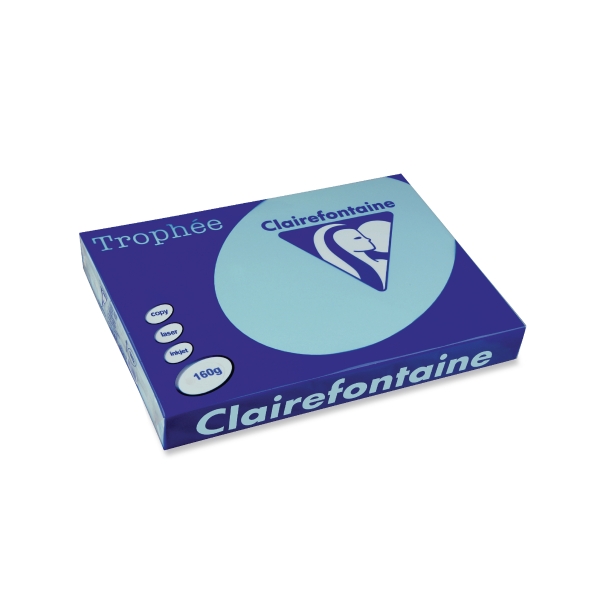 Papier couleur A3 Clairefontaine Trophée - 160 g - bleu alizé - 250 feuilles