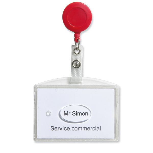 Porte-badge Gemcard pour 2 cartes de sécurité - avec enrouleur - lot de 20