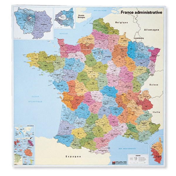 Carte de France administrative Géoatlas - plastifiée - 100 x 100 cm