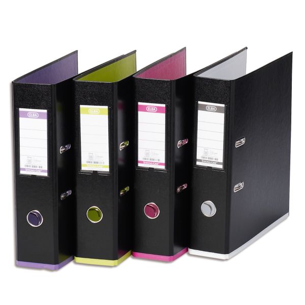 ELBA MYCOLOUR LEVER ARCH FILES ASSORTED COLOURS BLACK - PACK OF 10