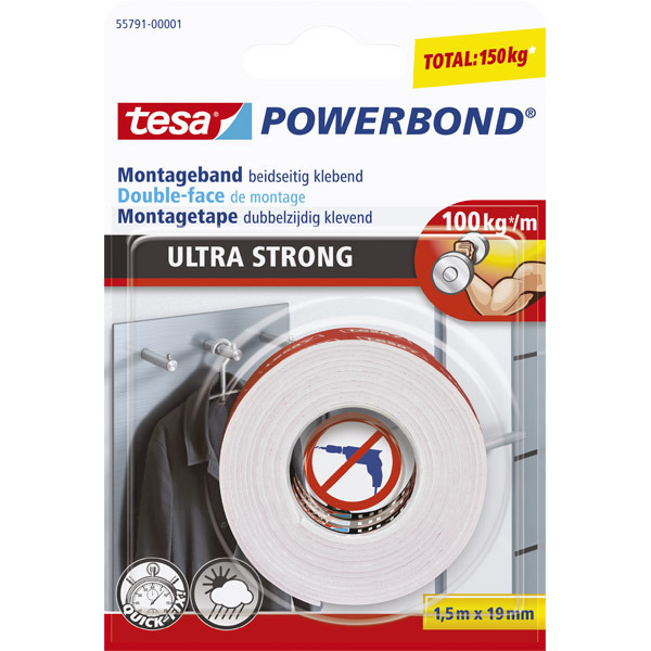 tesa Powerbond Ultra Strong Mounting Tape,1.5M x 19mm