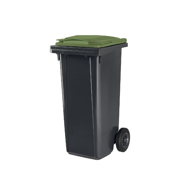 CITEC CONTAINER 2 RUBBER WHEELS 120L GREY WITH GREEN LID