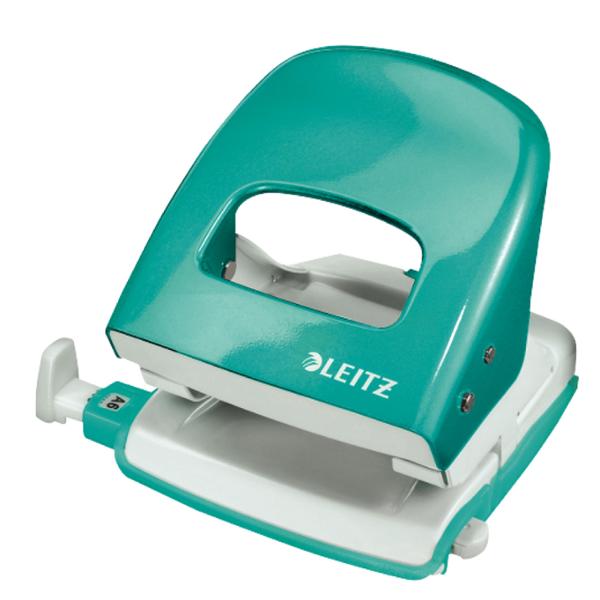 Leitz WOW Hole Punch 30 Sheets Metal Ice Blue