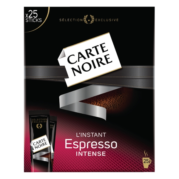 BOITE DE 25 STICKS DE CAFE CARTE NOIRE EXPRESSO INTENSE 45G