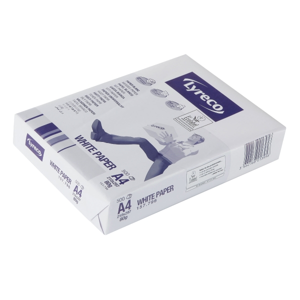 Caja 5 paquetes 500 hojas papel LYRECO A4 80g/m2 blanco KONG