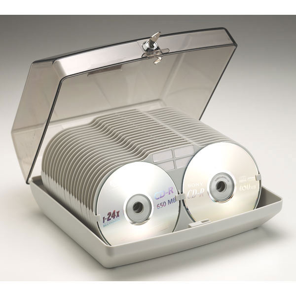 Archivador LEITZ para 80 CD/DVD's en color gris y tapa fumé