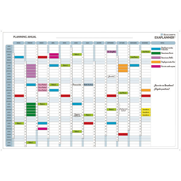 Planning anual EXACOMPTA. Dim: 600 x 900 mm.